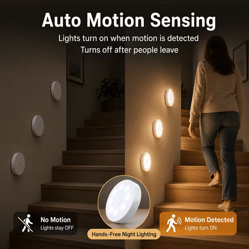 PLOOMI™ MotionGlow — 3-Pack Rechargeable Motion Sensor Lights