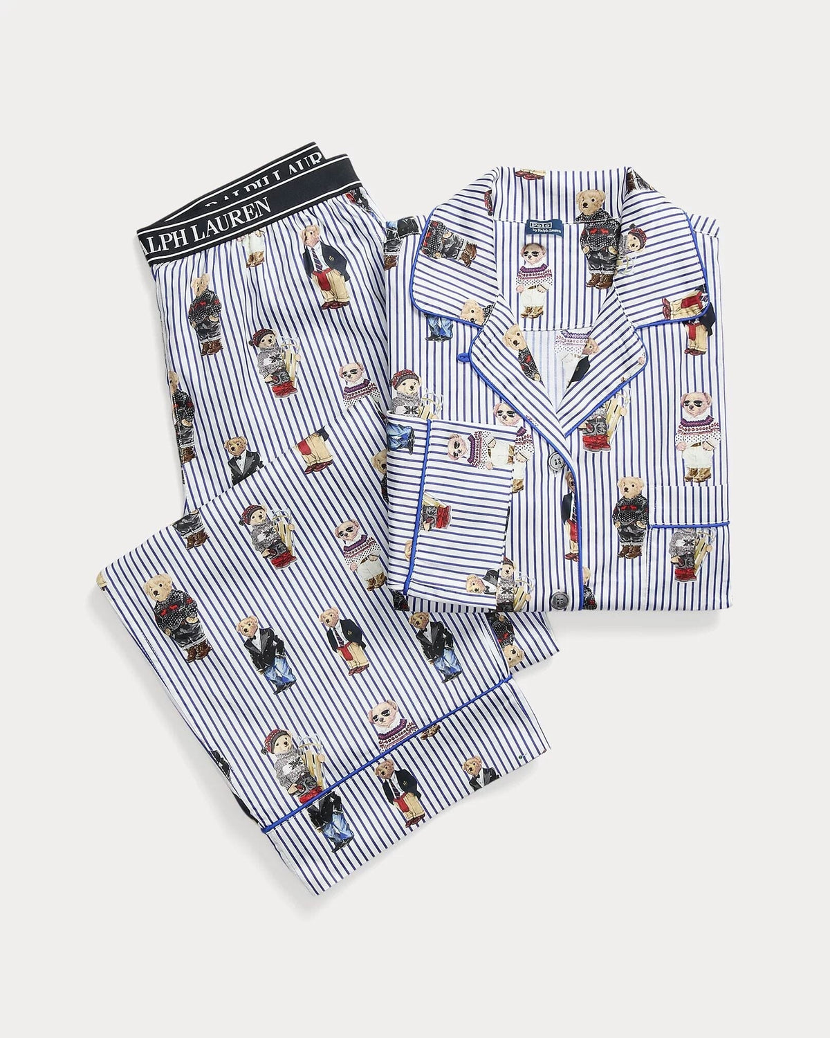 L.R Polo Bear Cotton Satin Pajama Set