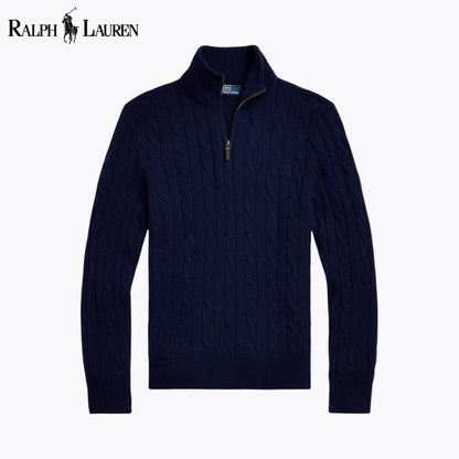 L.R Cable-Knit Cashmere Quarter-Zip Jumper
