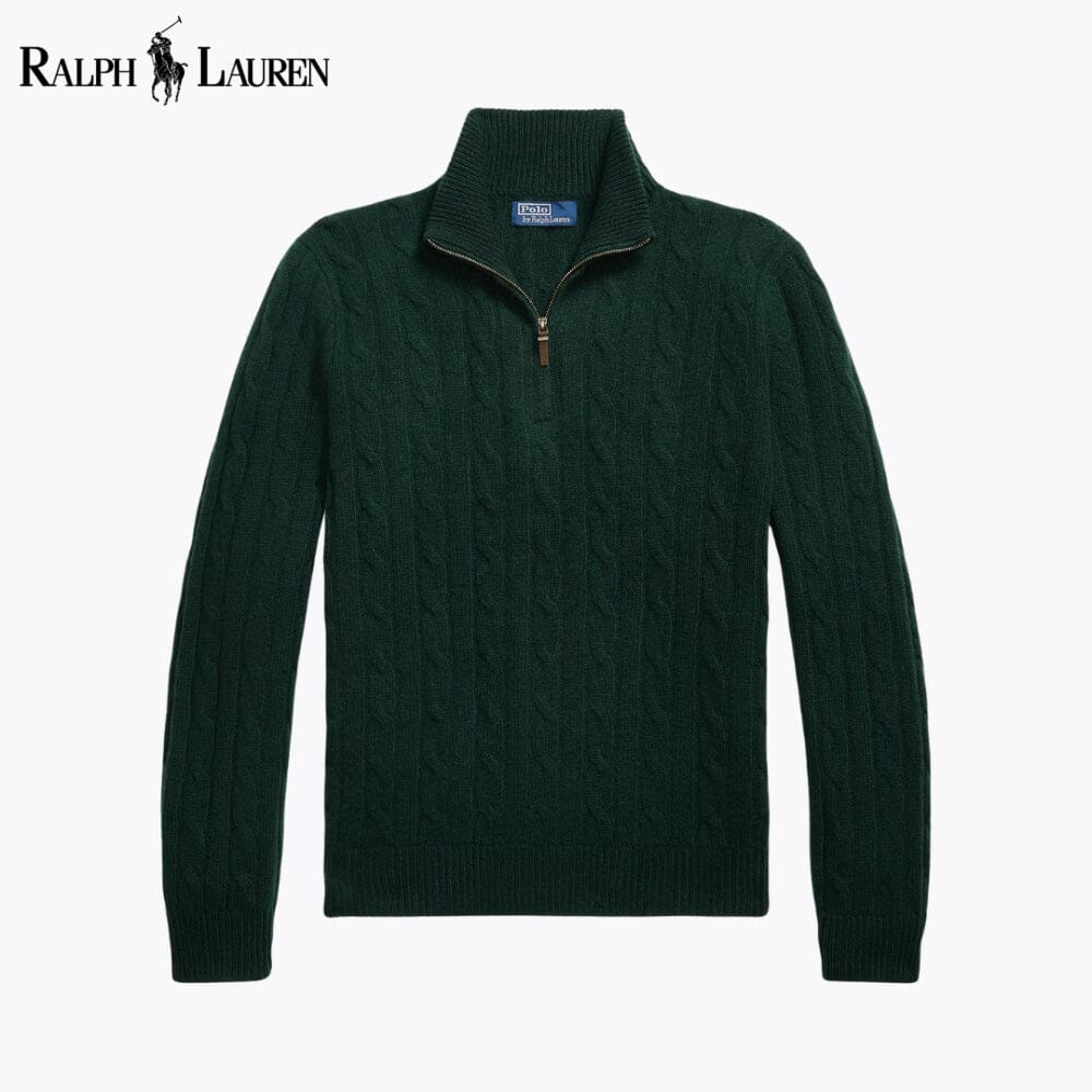 L.R Cable-Knit Cashmere Quarter-Zip Jumper
