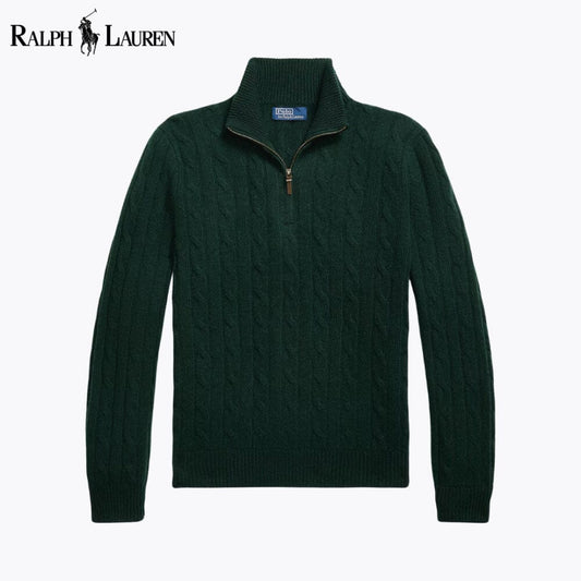 L.R Cable-Knit Cashmere Quarter-Zip Jumper
